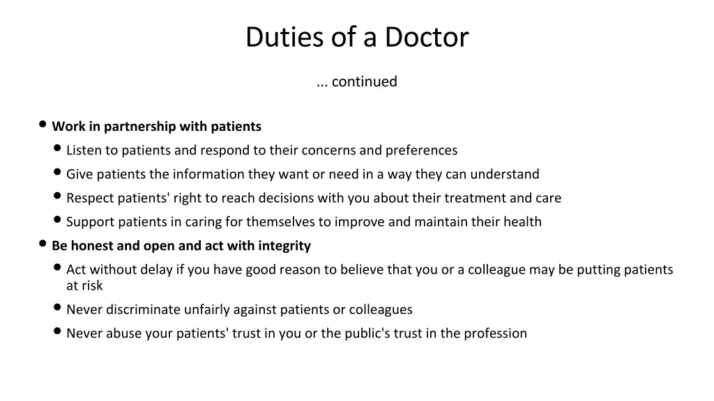 duties of a doctor 1