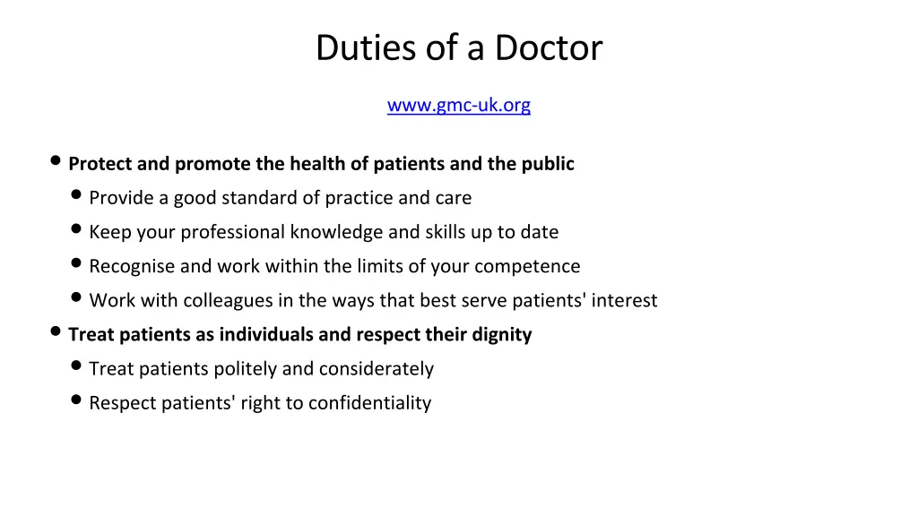 duties of a doctor