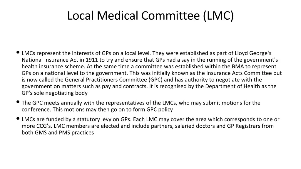 local medical committee lmc