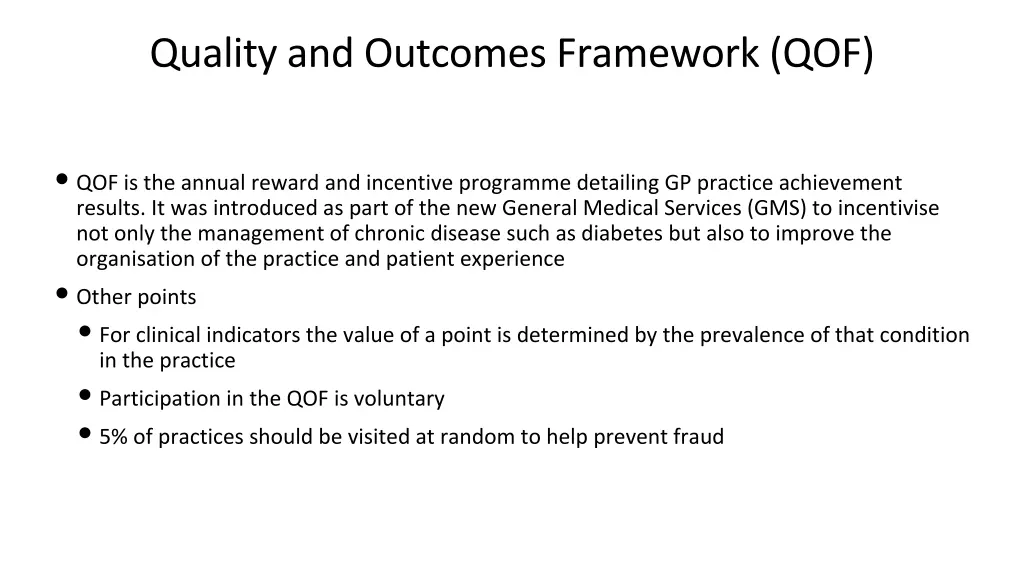 quality and outcomes framework qof