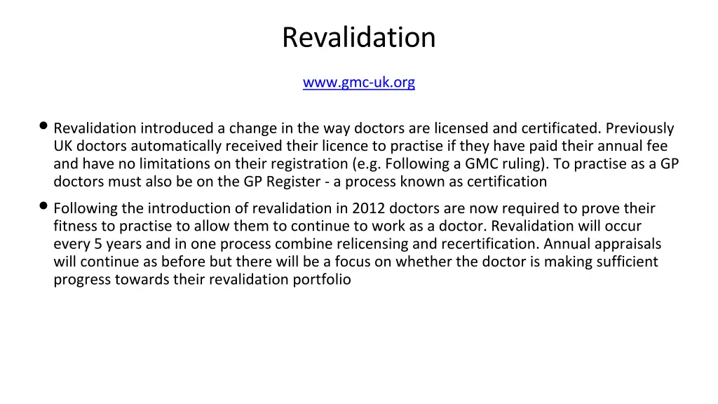 revalidation