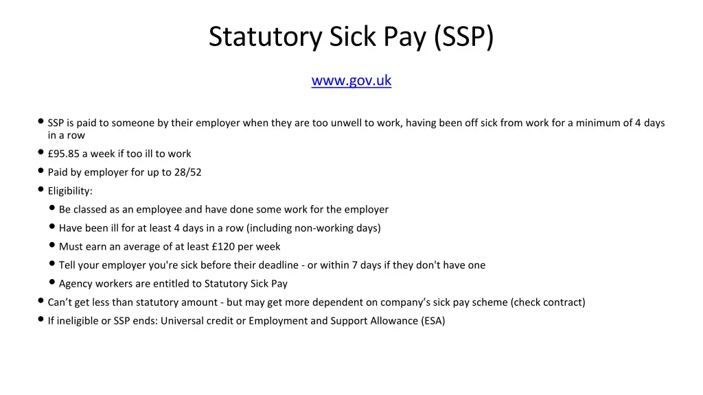 statutory sick pay ssp