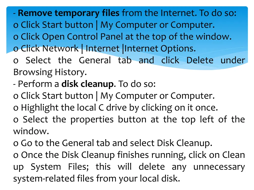 remove temporary files from the internet