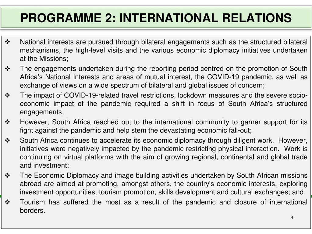 programme 2 international relations