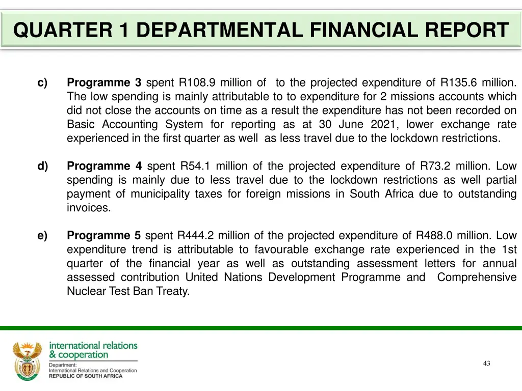 quarter 1 departmental financial report 2