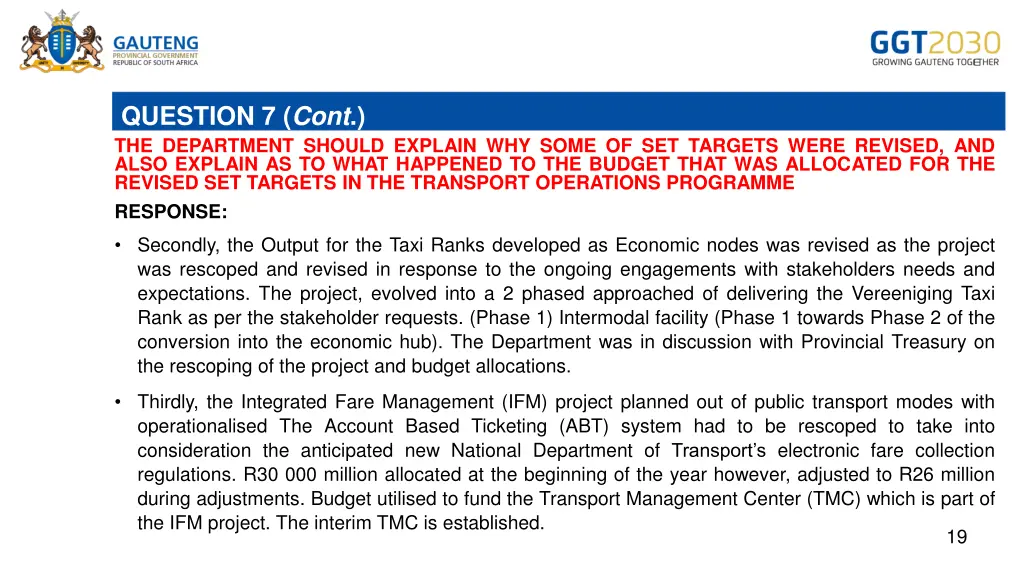 question 7 cont the department should explain