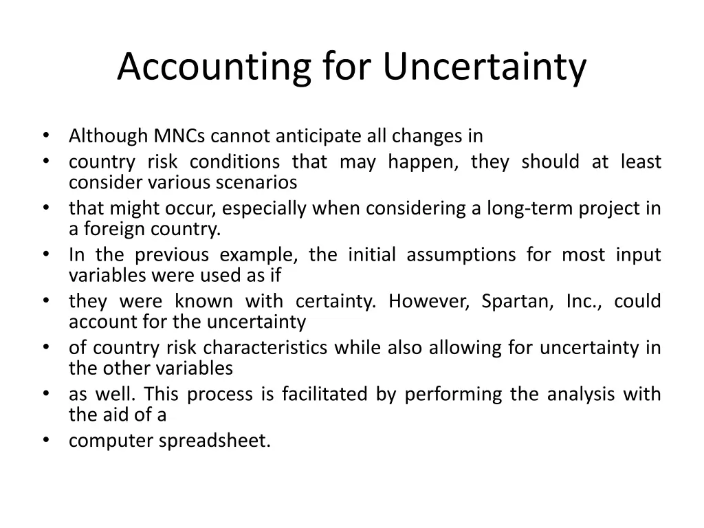 accounting for uncertainty