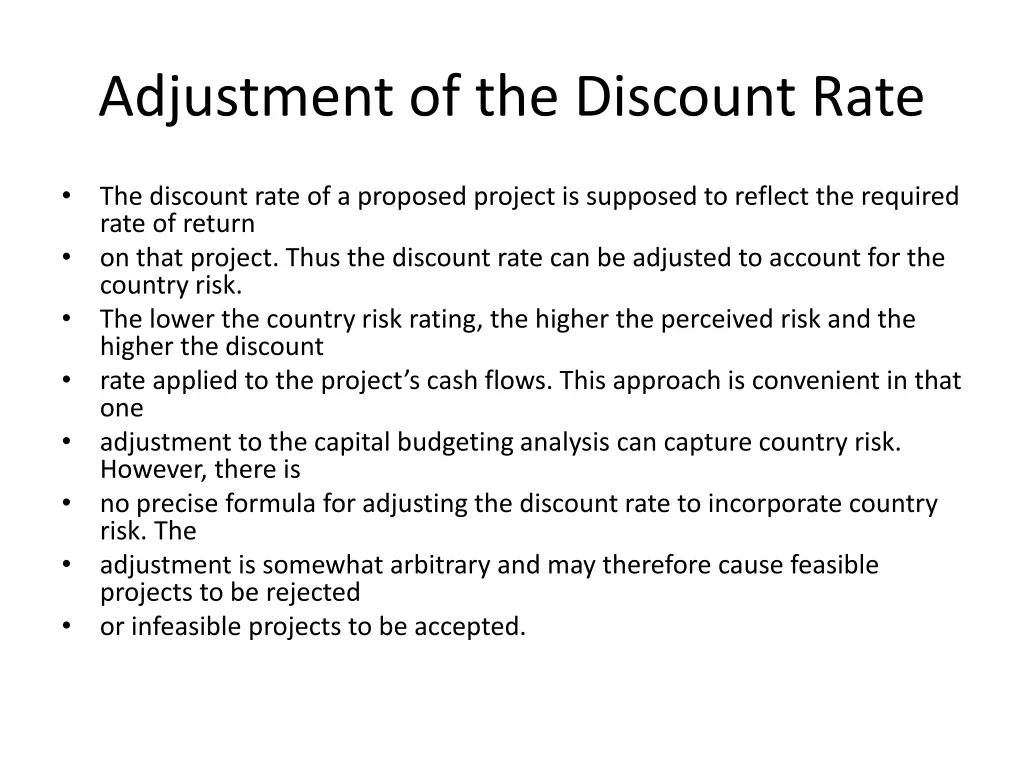 adjustment of the discount rate