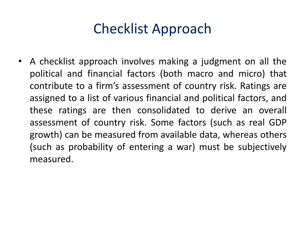 checklist approach