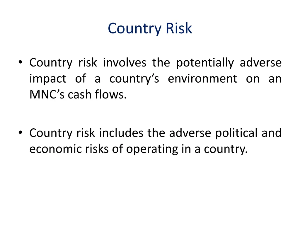 country risk