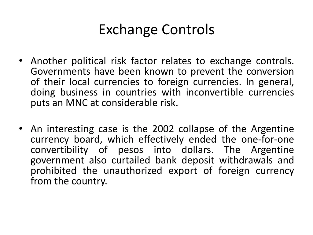 exchange controls