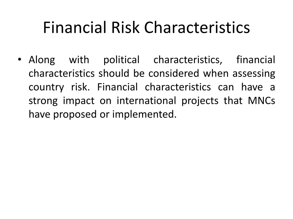 financial risk characteristics 1