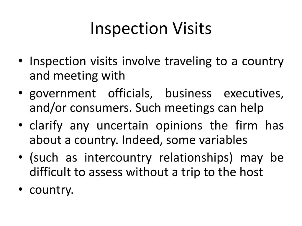 inspection visits