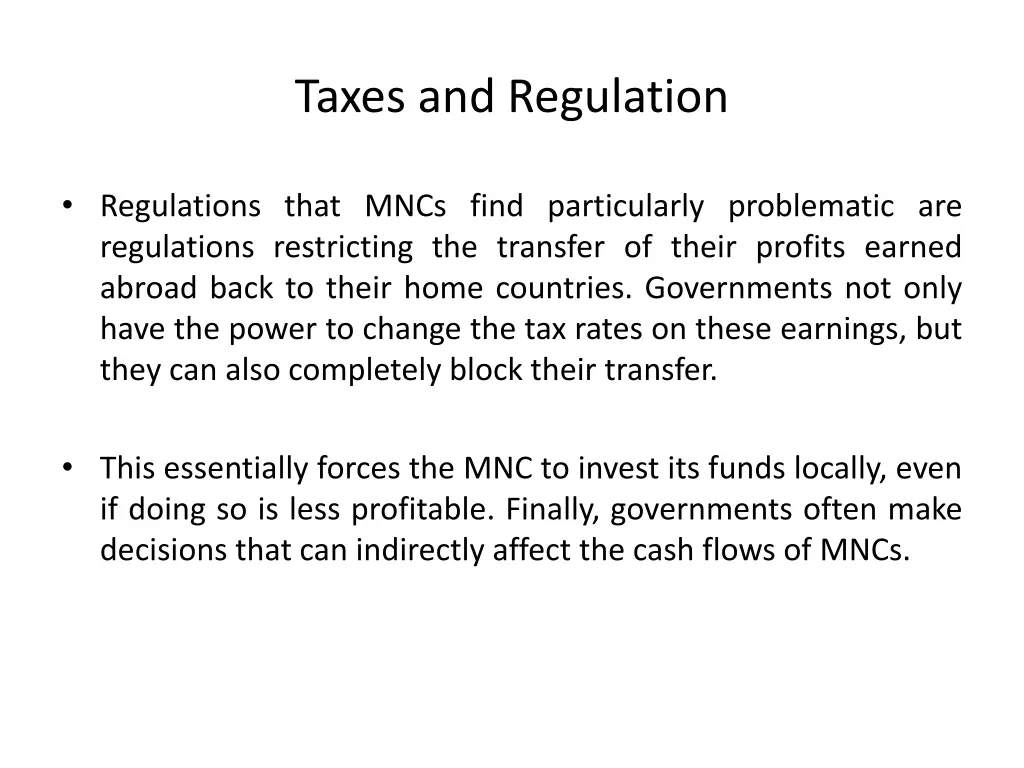 taxes and regulation 1