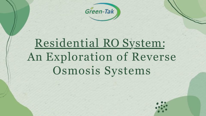 residential ro system an exploration of reverse