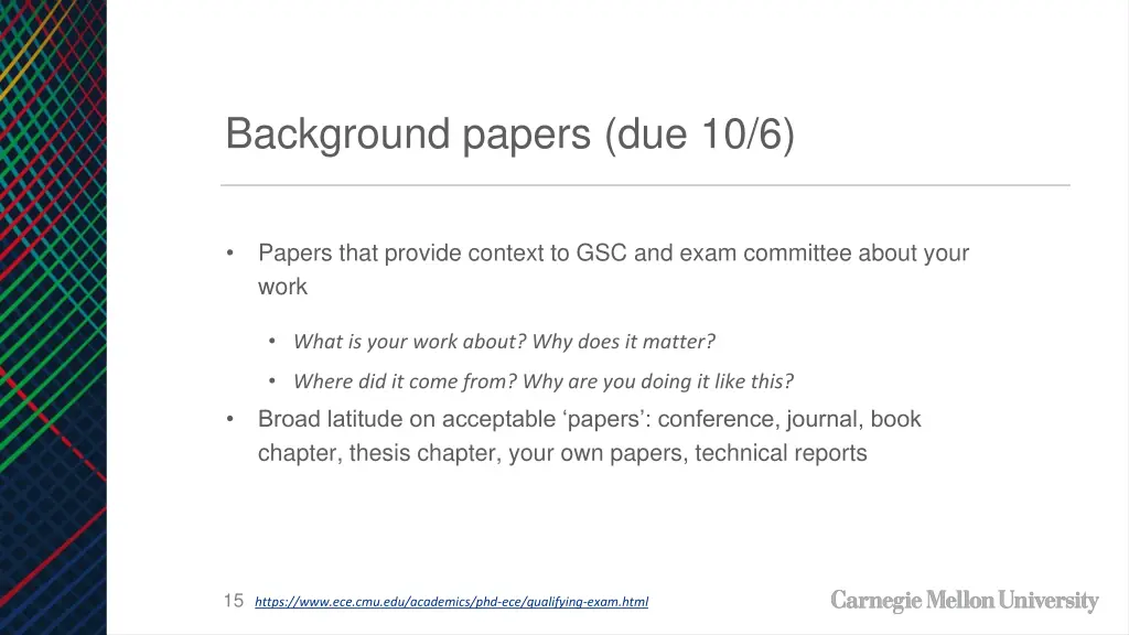 background papers due 10 6 1