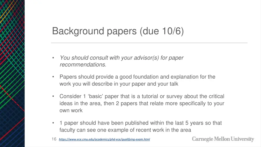 background papers due 10 6 2