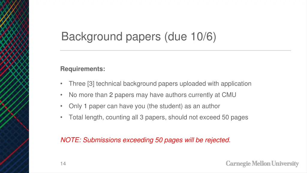 background papers due 10 6