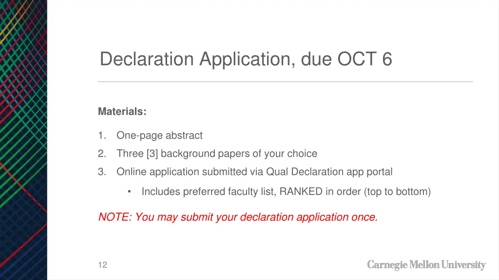 declaration application due oct 6