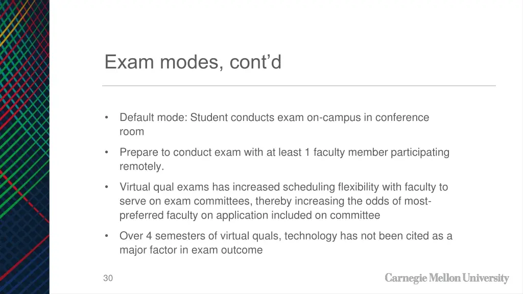 exam modes cont d