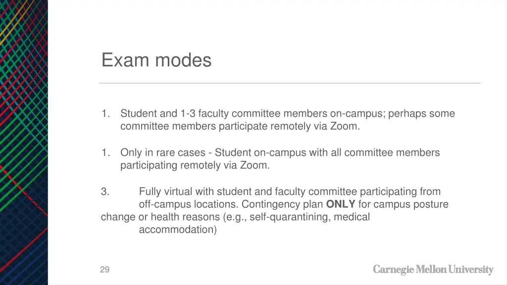 exam modes