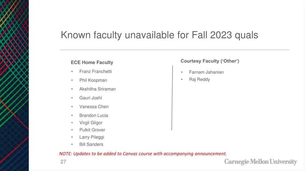 known faculty unavailable for fall 2023 quals