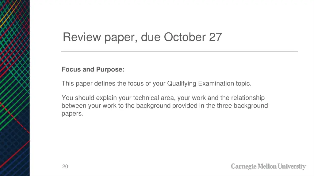 review paper due october 27