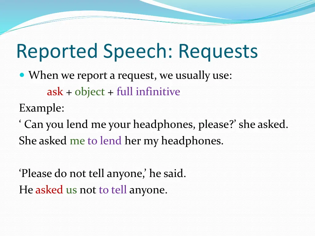 reported speech requests