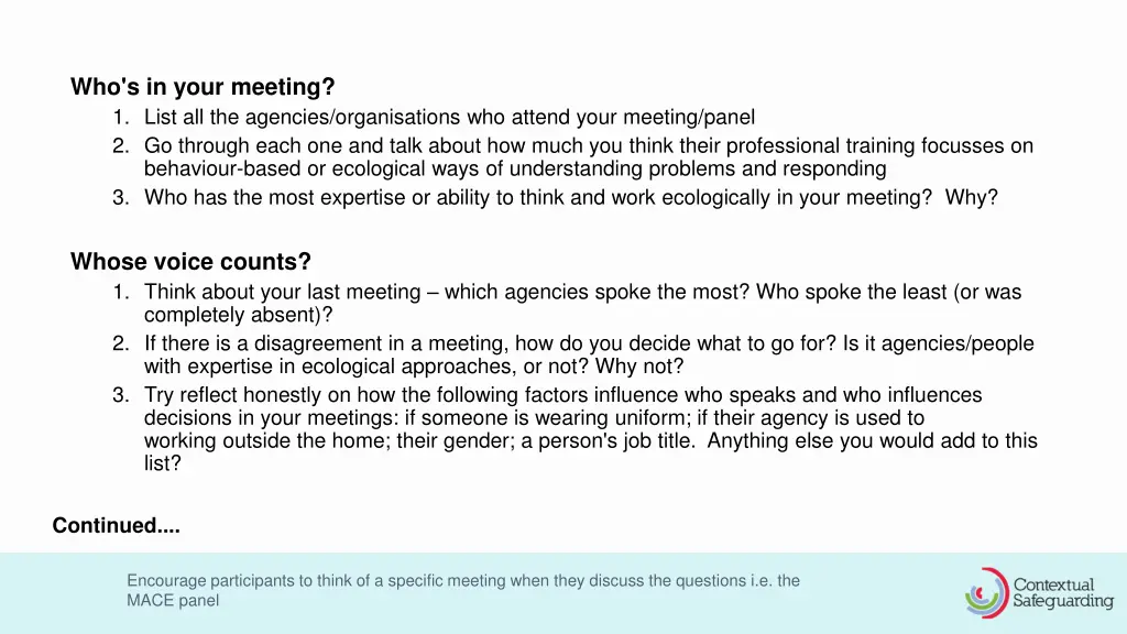 who s in your meeting 1 list all the agencies