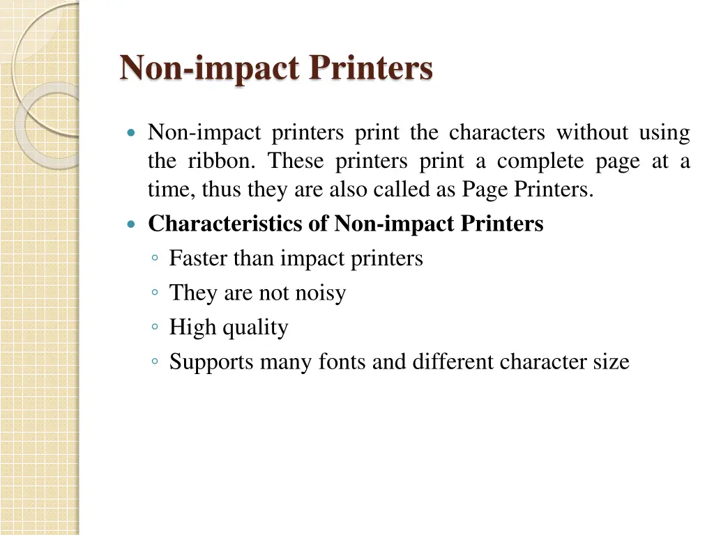 non impact printers