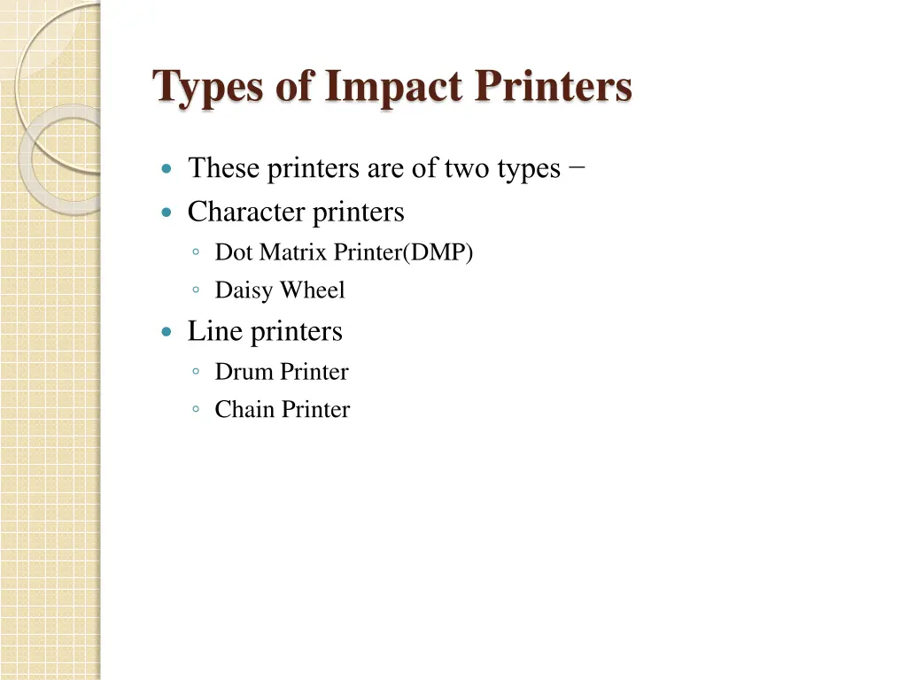 types of impact printers