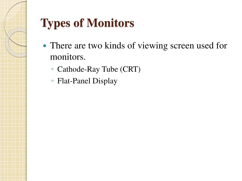 types of monitors