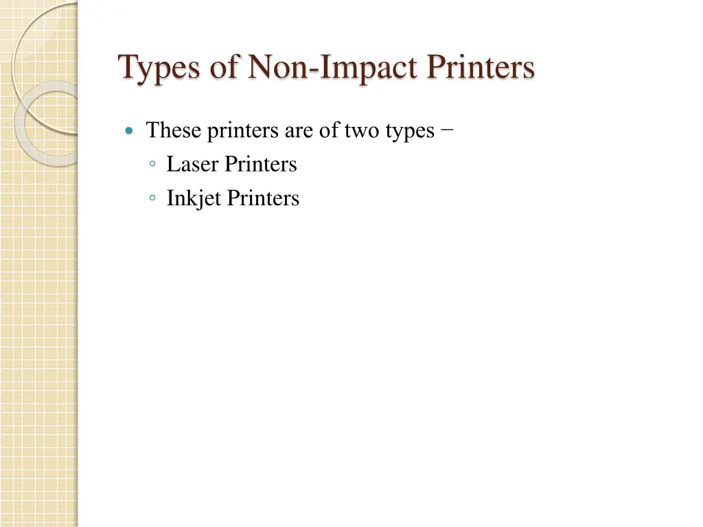 types of non impact printers