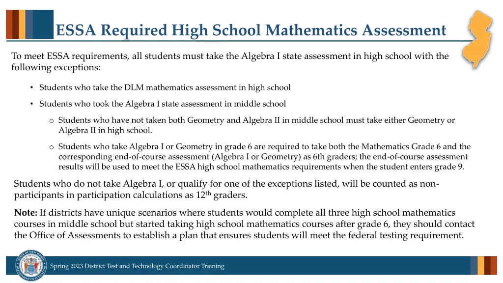 essa required high school mathematics assessment