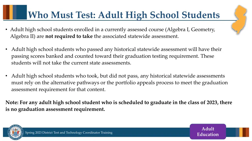 who must test adult high school students