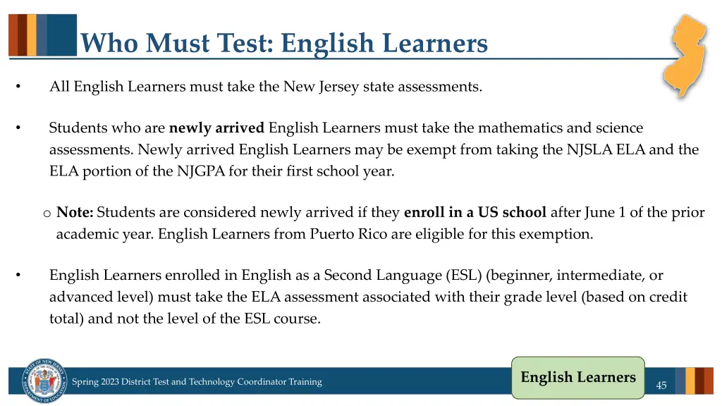 who must test english learners