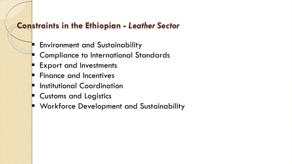 constraints in the ethiopian leather sector