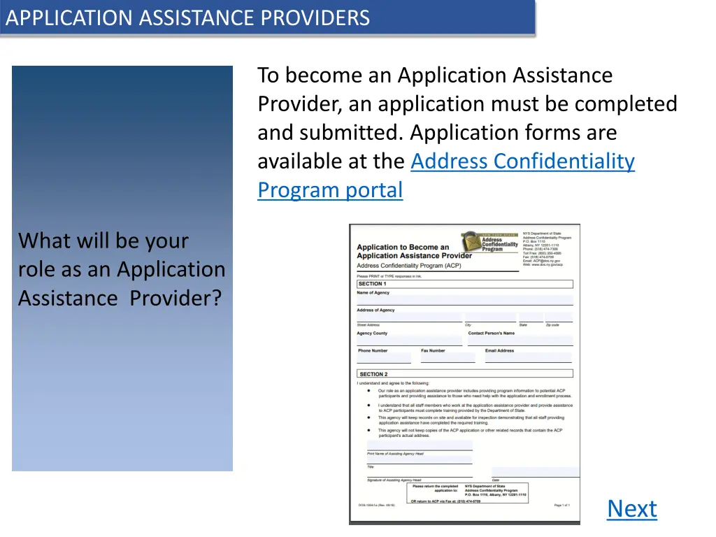 application assistance providers 2