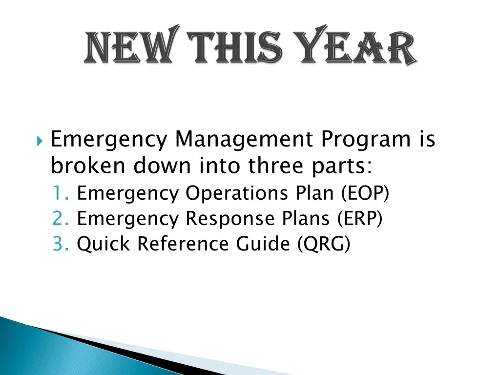 emergency management program is broken down into