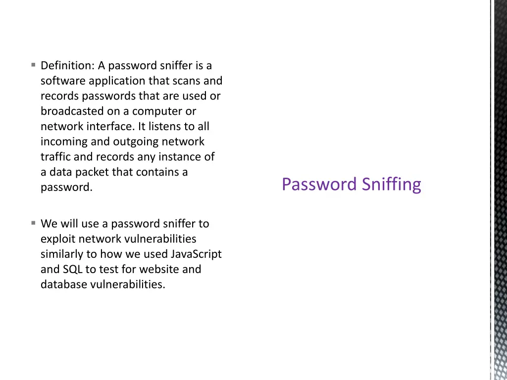 definition a password sniffer is a software