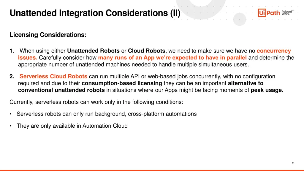 unattended integration considerations ii