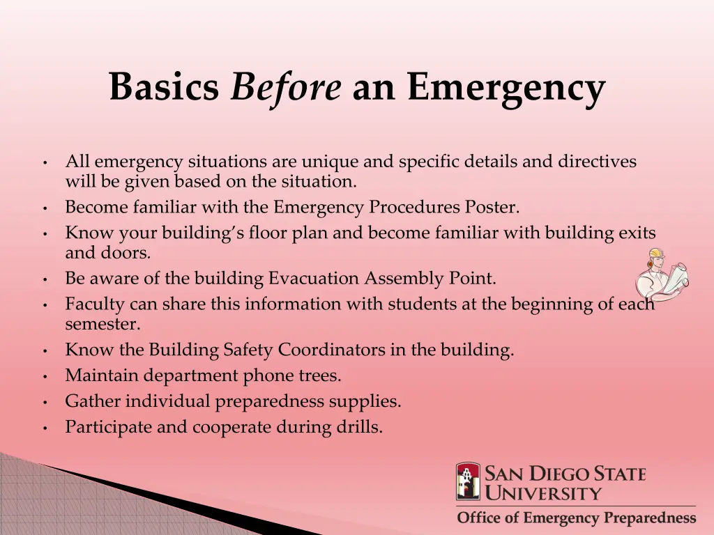 basics before an emergency