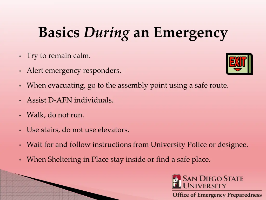 basics during an emergency