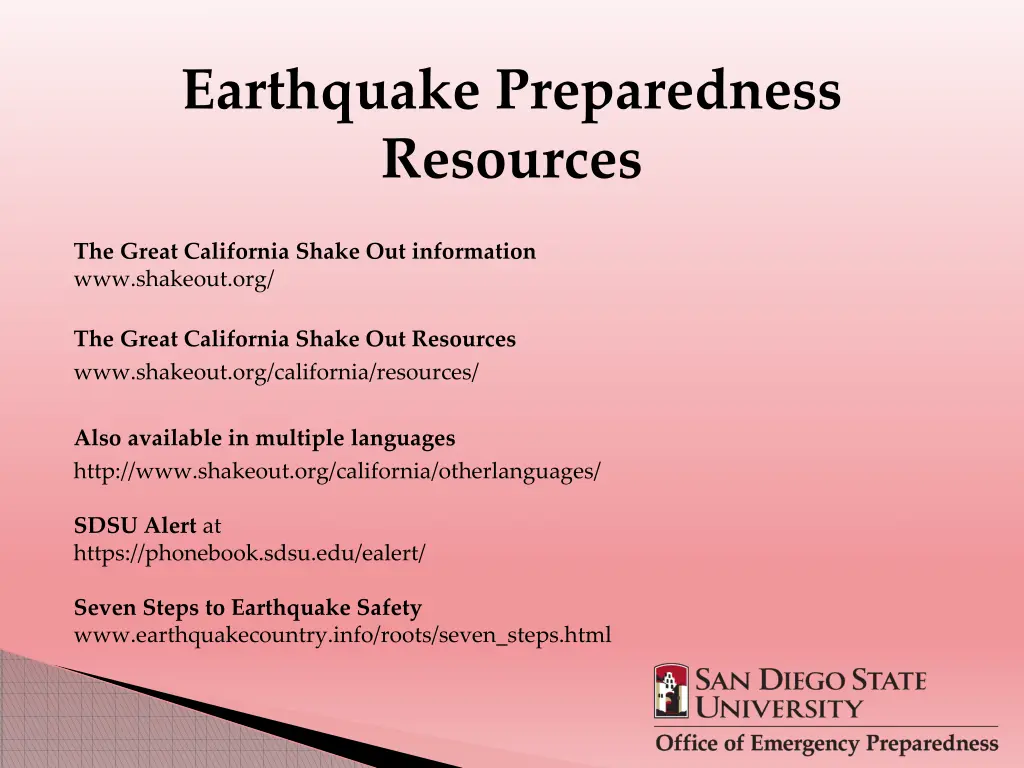 earthquake preparedness resources