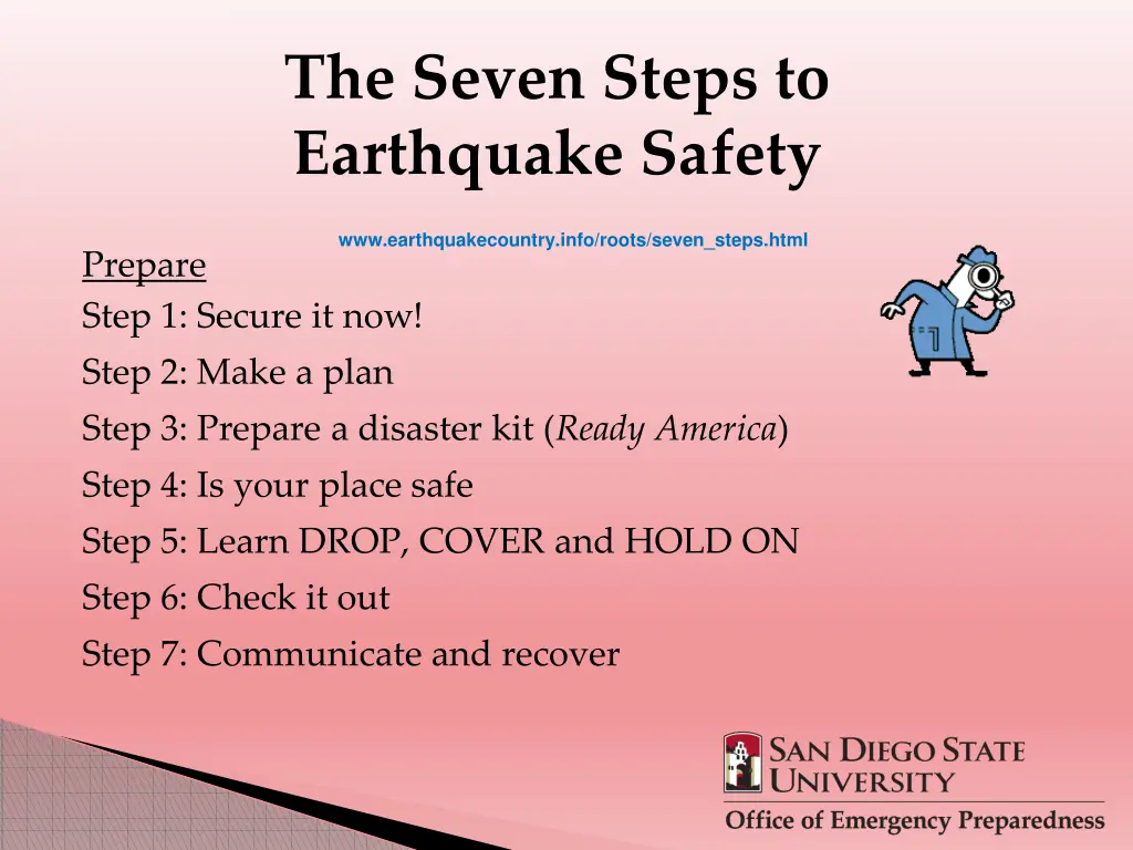 the seven steps to earthquake safety