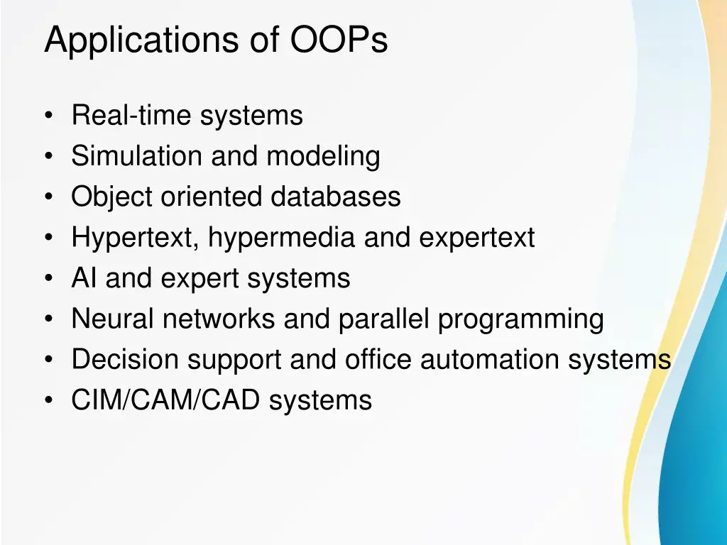 applications of oops