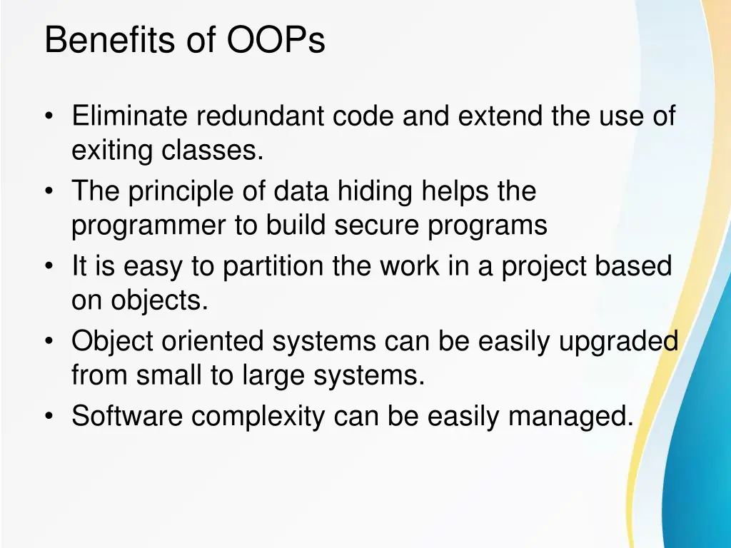 benefits of oops