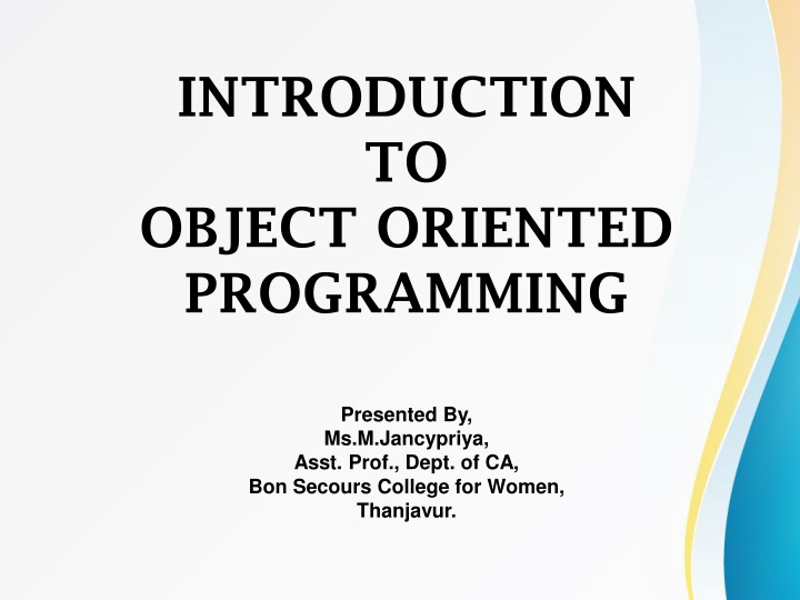 introduction to object oriented programming