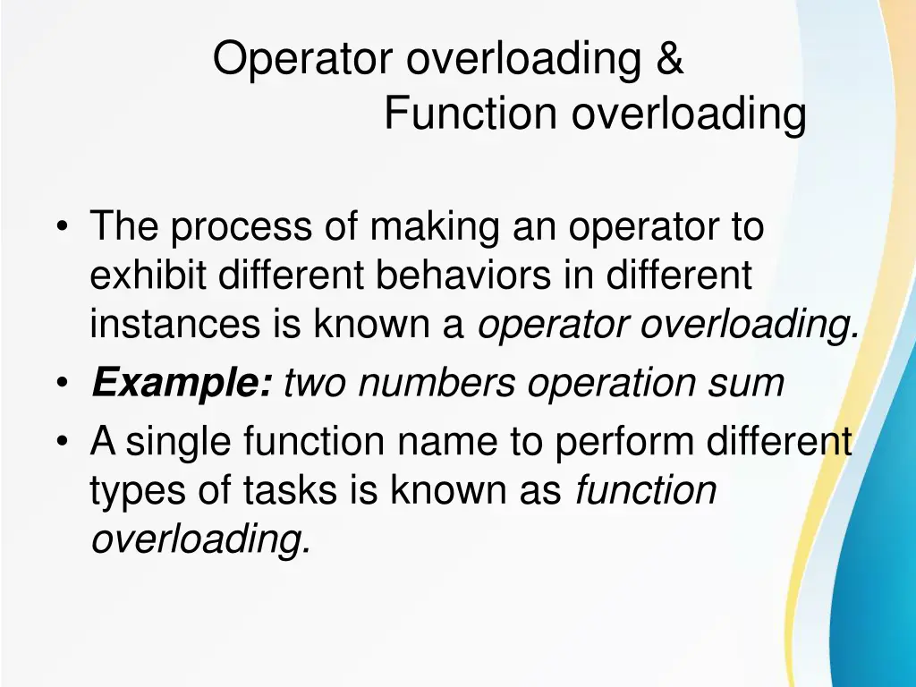 operator overloading function overloading