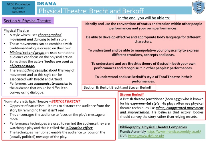 drama physical theatre brecht and berkoff